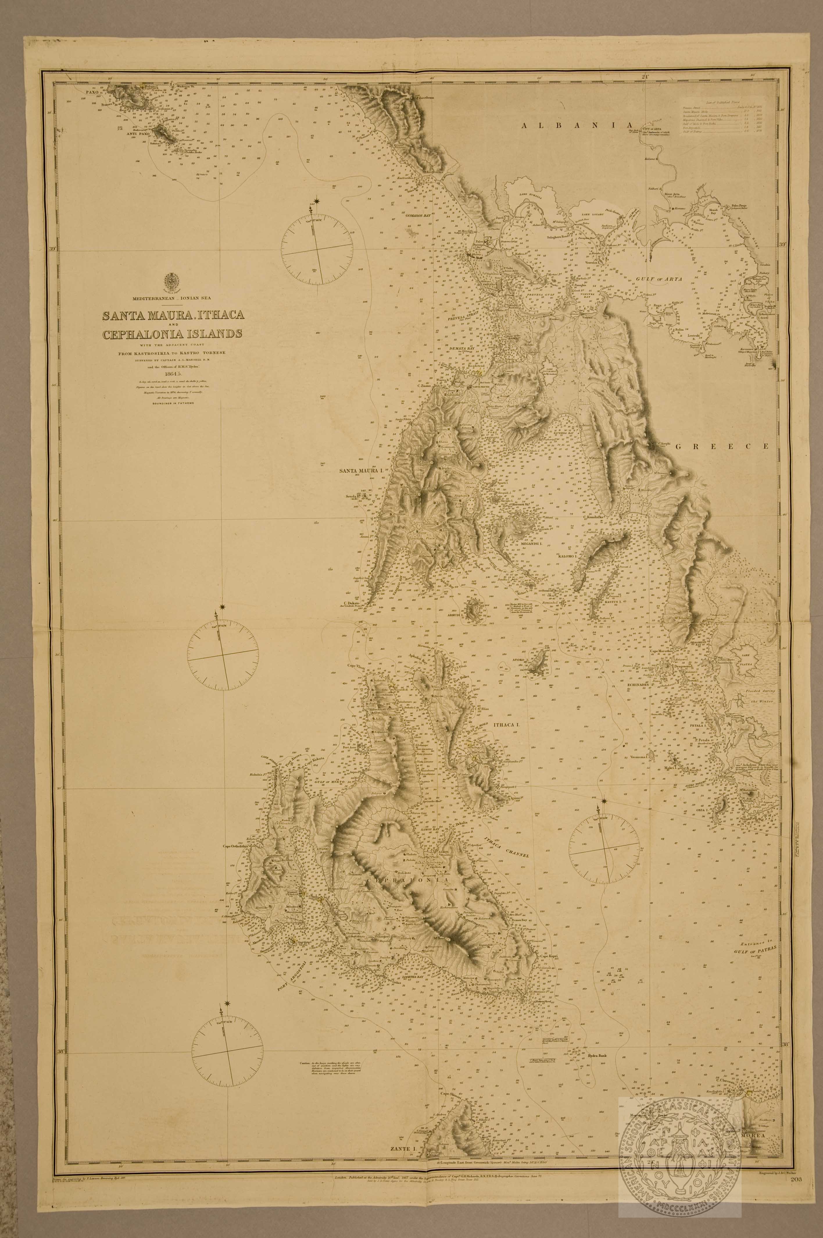 Santa Maura, Ithaca and Cephalonia Islands with the adjacent coast from Kastrosikia to Kastro Tornese